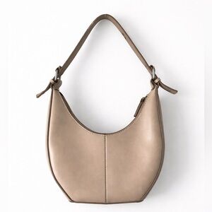 Vintage 90s Y2K Emilie M Beige Faux Leather Hobo Shoulder Bag